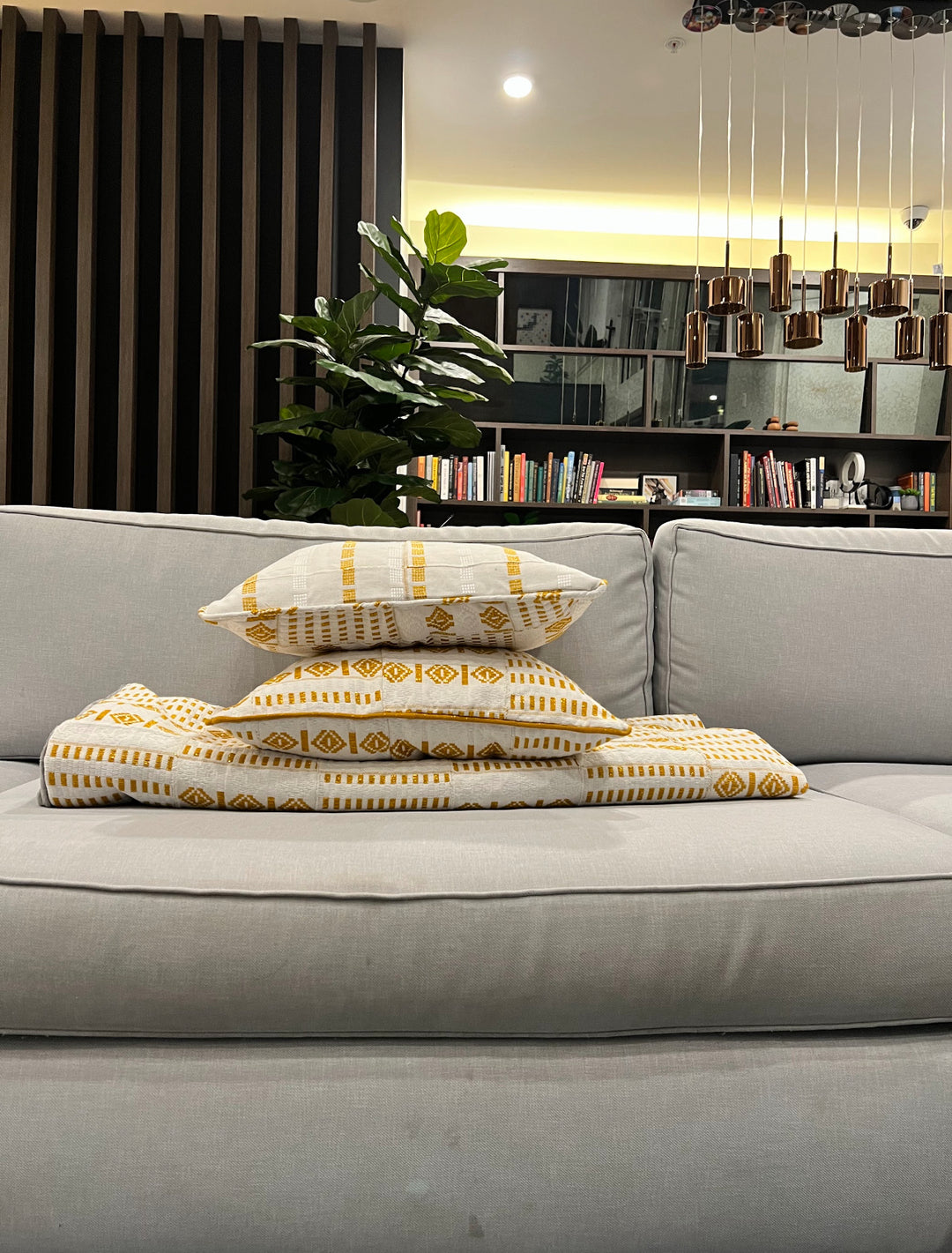 Vibrant Kente throw pillow by Obrempong Home, featuring authentic Kente textiles and African cultural designs, perfect for luxury Kente bedding and ethnic Kente bed covers.